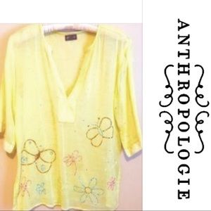 Anthropologie Fei Pursuit Of Happiness pullover blouse sunshine yellow